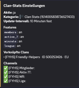 Einstellungen der Clan-Stats